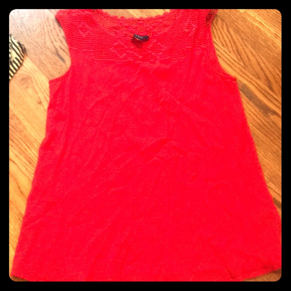 Chaps red crochet tank top